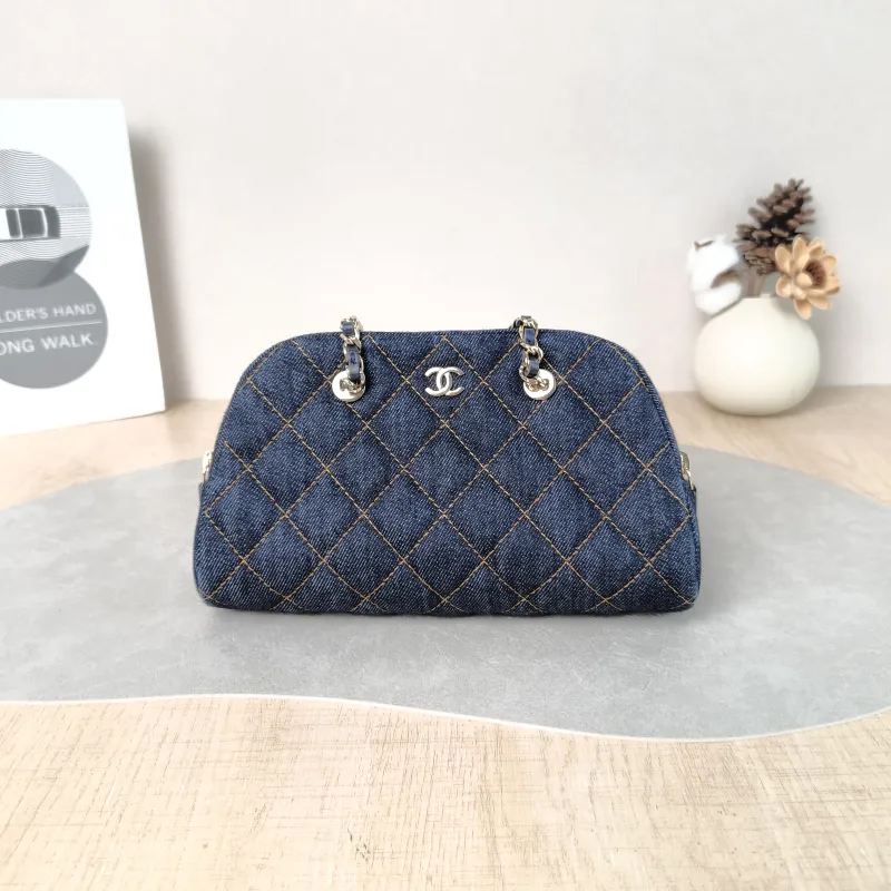 Chanel Shoulder Bag 26p Bowling Bag Navy One Size 20 × 5.5 × 12 cm