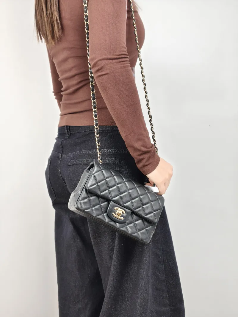 Chanel Crossbody Bag Classic Flap Large Mini CF Mini Black SL ambskin mini 20 × 6 × 12 cm — on-model view 1 of 2