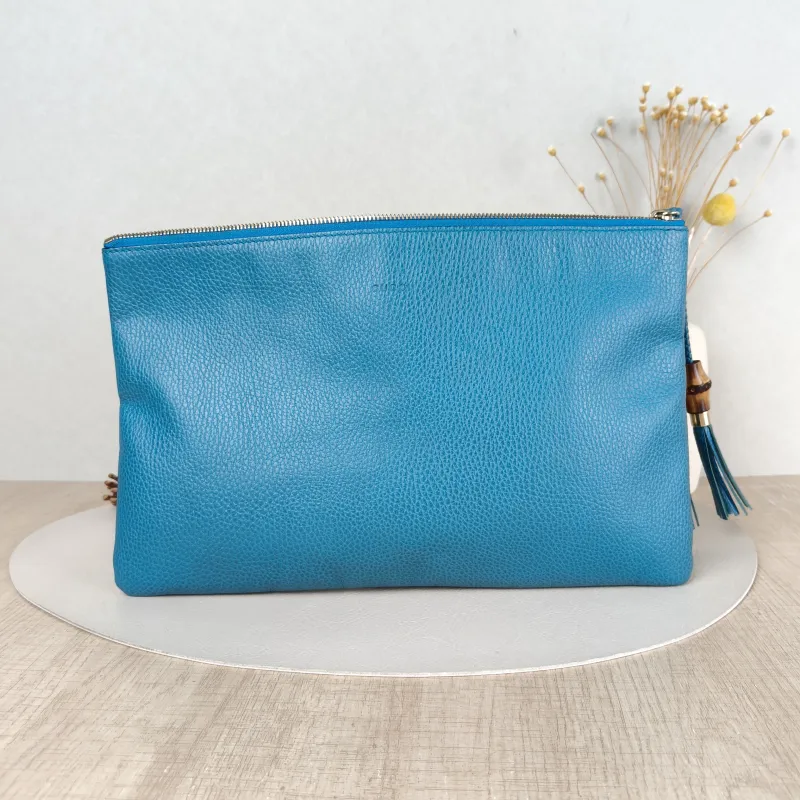 GUCCI Clutch Clutch Blue Calfskin One Size34*21