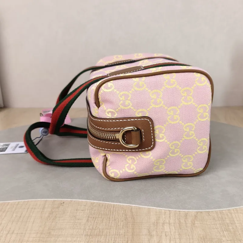 GUCCI Top Handle Bag Ophidia Pink Canvas One Size 20 × 12 × 13 cm — detail view 5 of 11