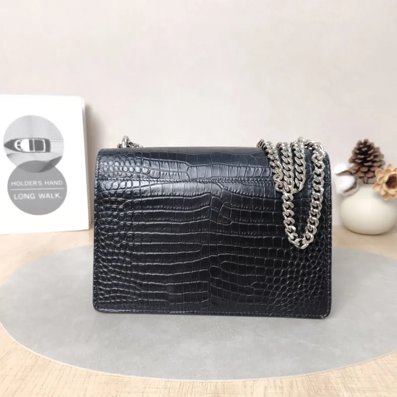 SAINT LAURENT Crossbody Bag SUNSET Black CC alfskin Medium22 × 6.5 × 16 cm Leather Tag — cover view 5 of 5