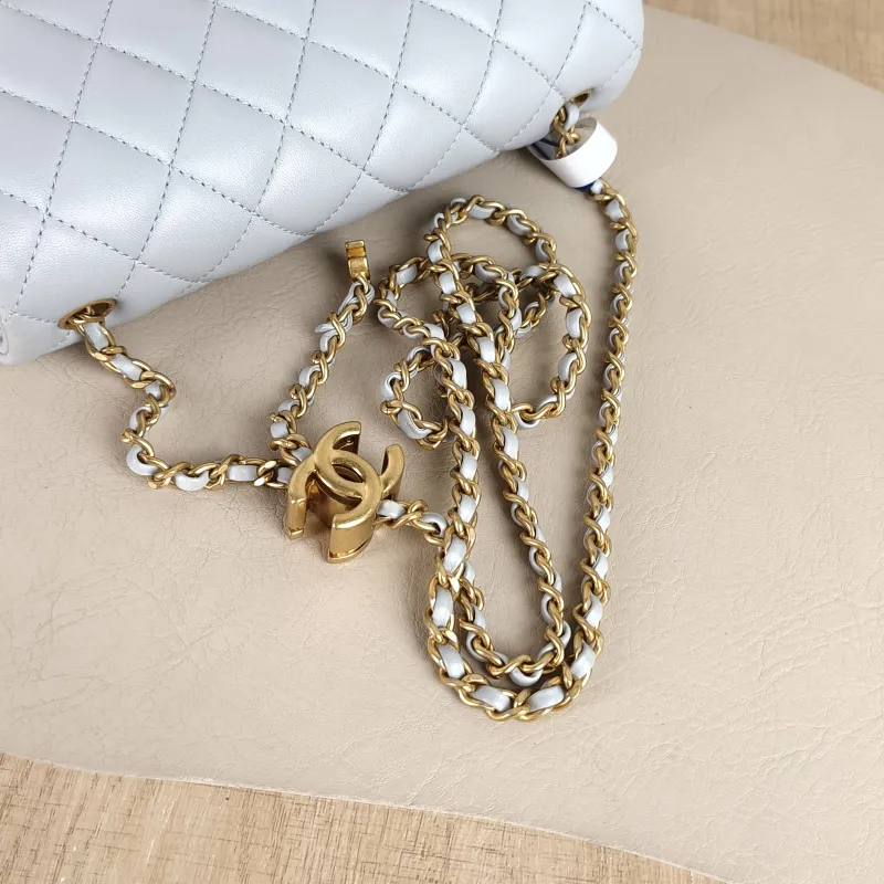 Chanel Crossbody Bag cf Blue Lambskin 20 × 6.5 × 12 cm Microchip Edition — detail view 4 of 12
