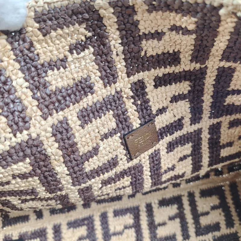FENDI Top Handle Bag Top Handle Bag Brown Woven One Size 39 × 12 × 28 cm — detail view 5 of 10