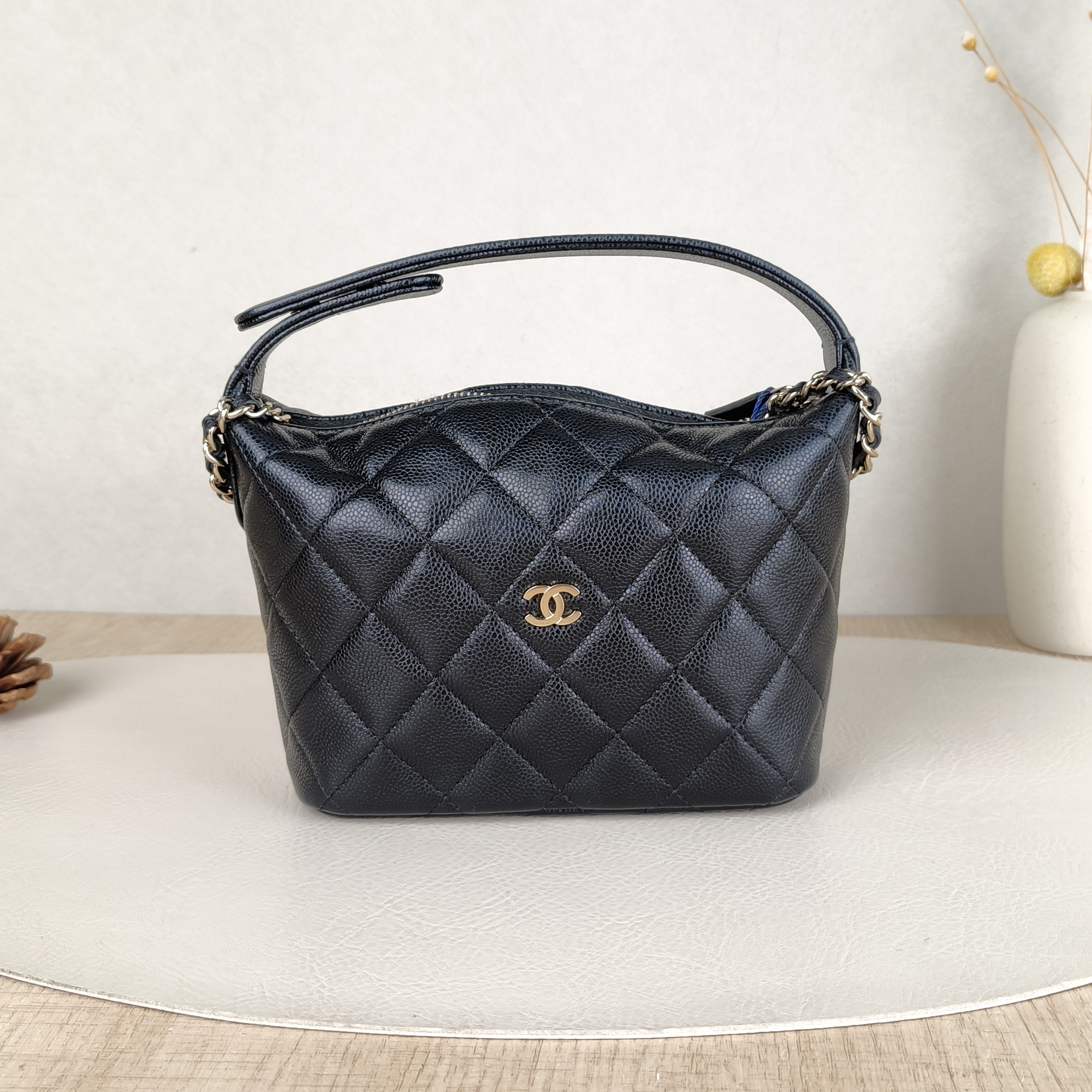 Chanel Crossbody Bag Crossbody Bag Black Grained Calfskin One Size16 × 6 × 13 cm