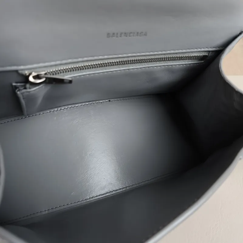 BALENCIAGA Crossbody Bag Hourglass Hourglass Bag Grey Calfskin Small 23 × 10 × 14 cm — detail view 9 of 11