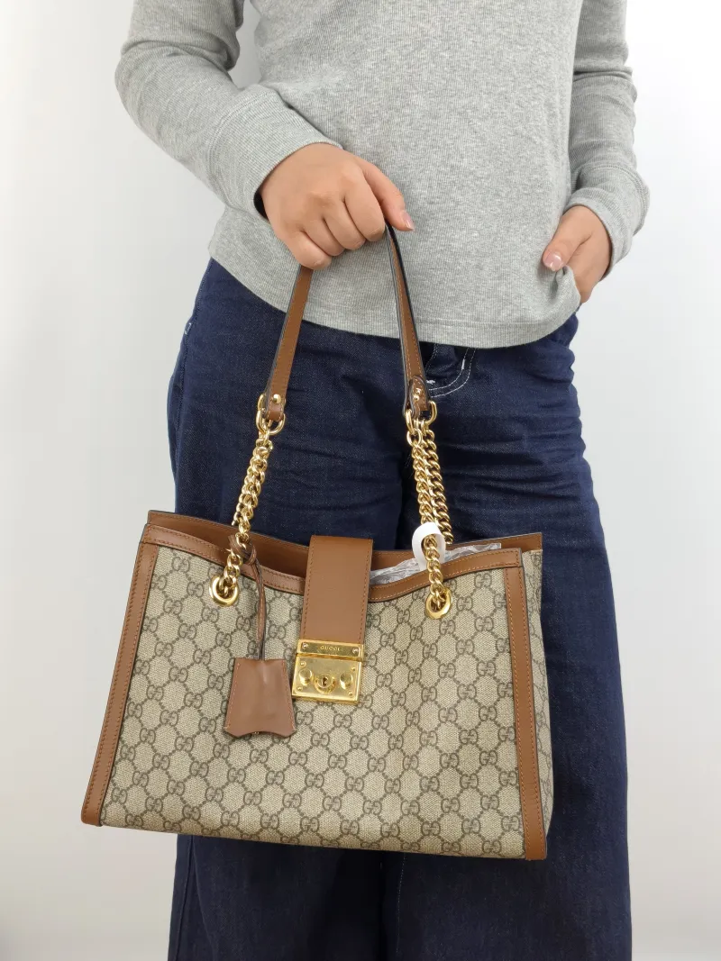 GUCCI Shoulder Bag Padlock Tote Monogram PVC Large 35 × 14 × 23.5 cm — on-model view 2 of 2