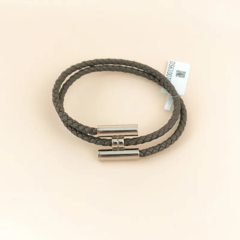 Hermès Bangle Tournis Tresse HB angle Silver Grey One Size 37cm