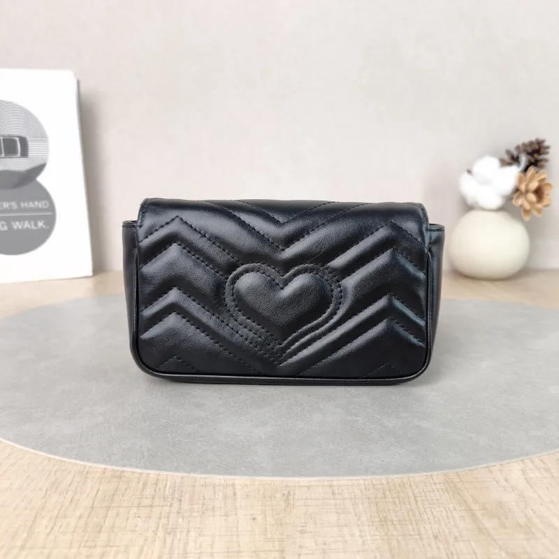GUCCI Crossbody Bag GG Marmont Mini Marmont Mini Black Calfskin Mini 16.5 × 4.5 × 9.5 cm — cover view 4 of 6