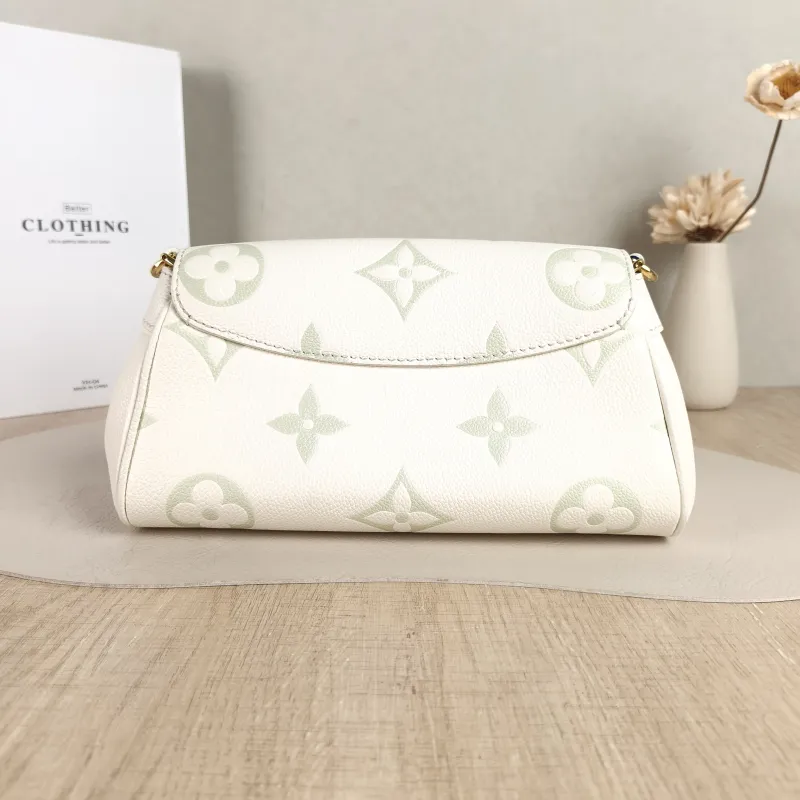 Louis Vuitton Crossbody Bag Favorite White · Green Empreinte Embossed Calfskin Monogram Medium24 × 9 × 14 cm — cover view 3 of 5