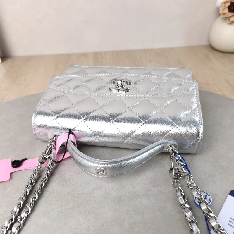 Chanel Backpack Backpack Silver Grained Calfskin One Size 18.2 × 5 × 14 cm — detail view 9 of 14