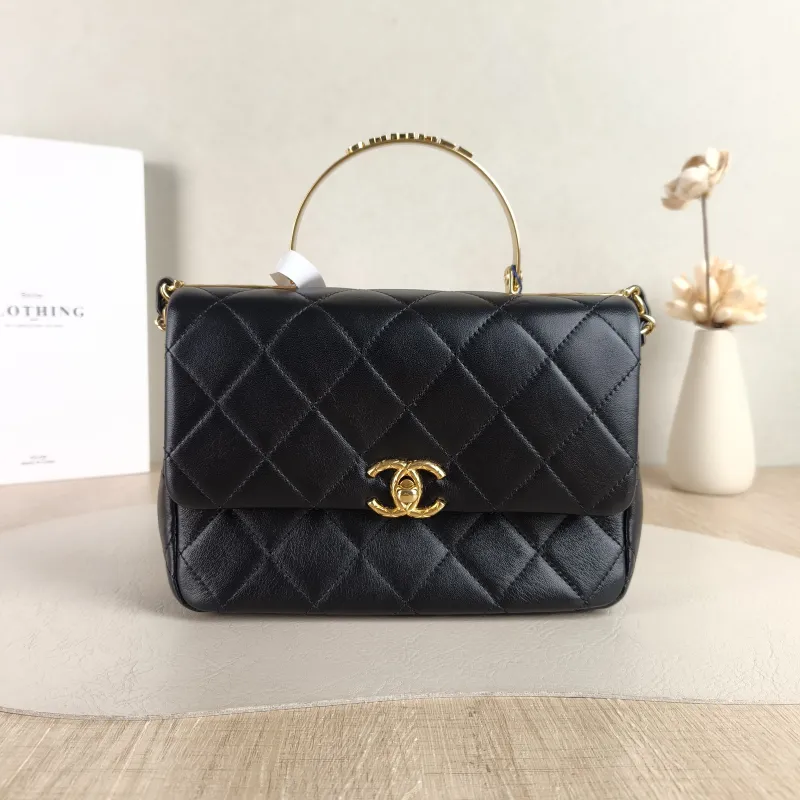 Chanel Crossbody Bag 24c mini Black Lambskin One Size 20.5 × 6 × 14 cm