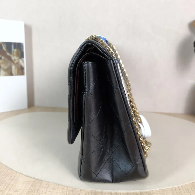 Chanel Shoulder Bag 2.55 Black Calfskin Large 31.5 × 10 × 20 cm 14 — detail view 8 of 13