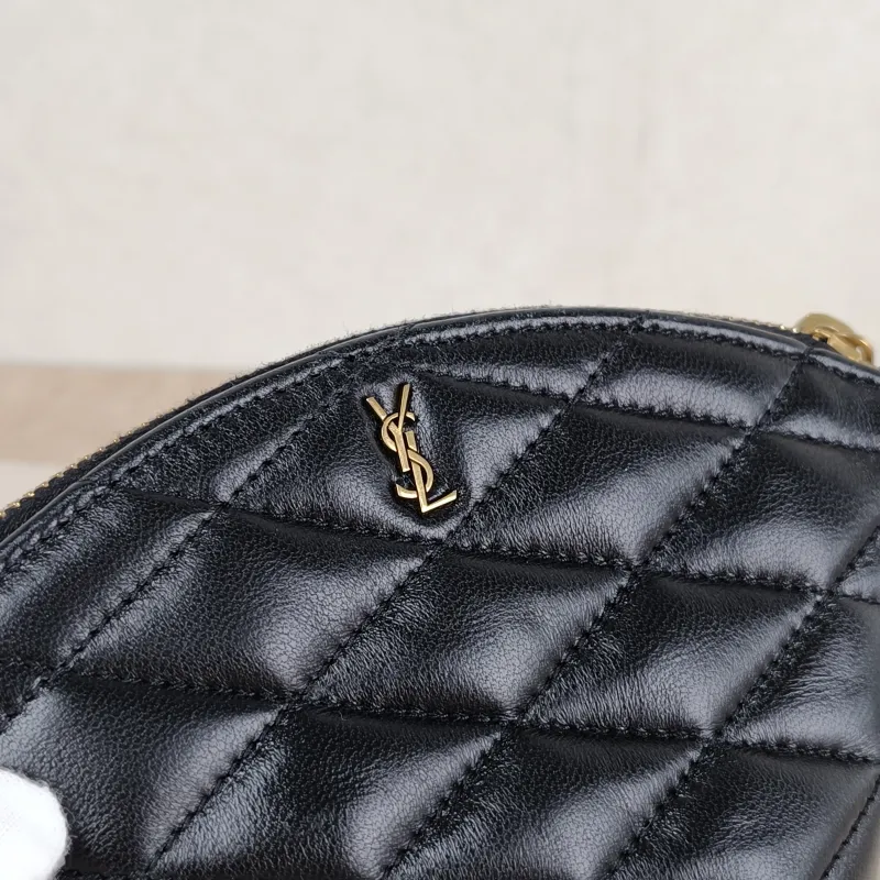 SAINT LAURENT Crossbody Bag Wallet Black Lambskin One Size 16 × 5 × 11.5 cm — detail view 2 of 6