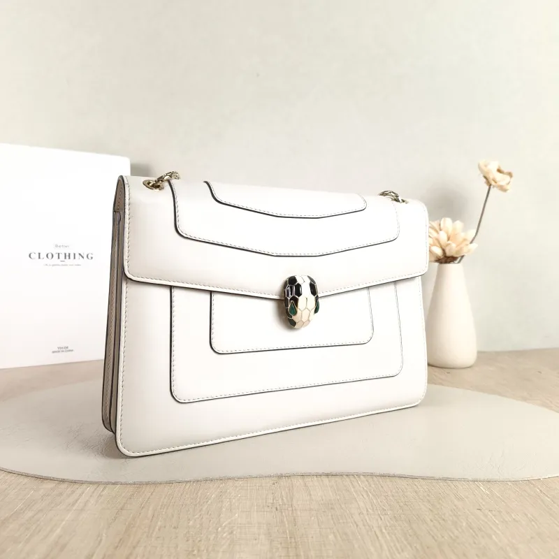 Bvlgari Shoulder Bag Serpenti Forever Collection Crossbody Bag White Calfskin 27.5 × 7.5 × 19 cm — cover view 3 of 5