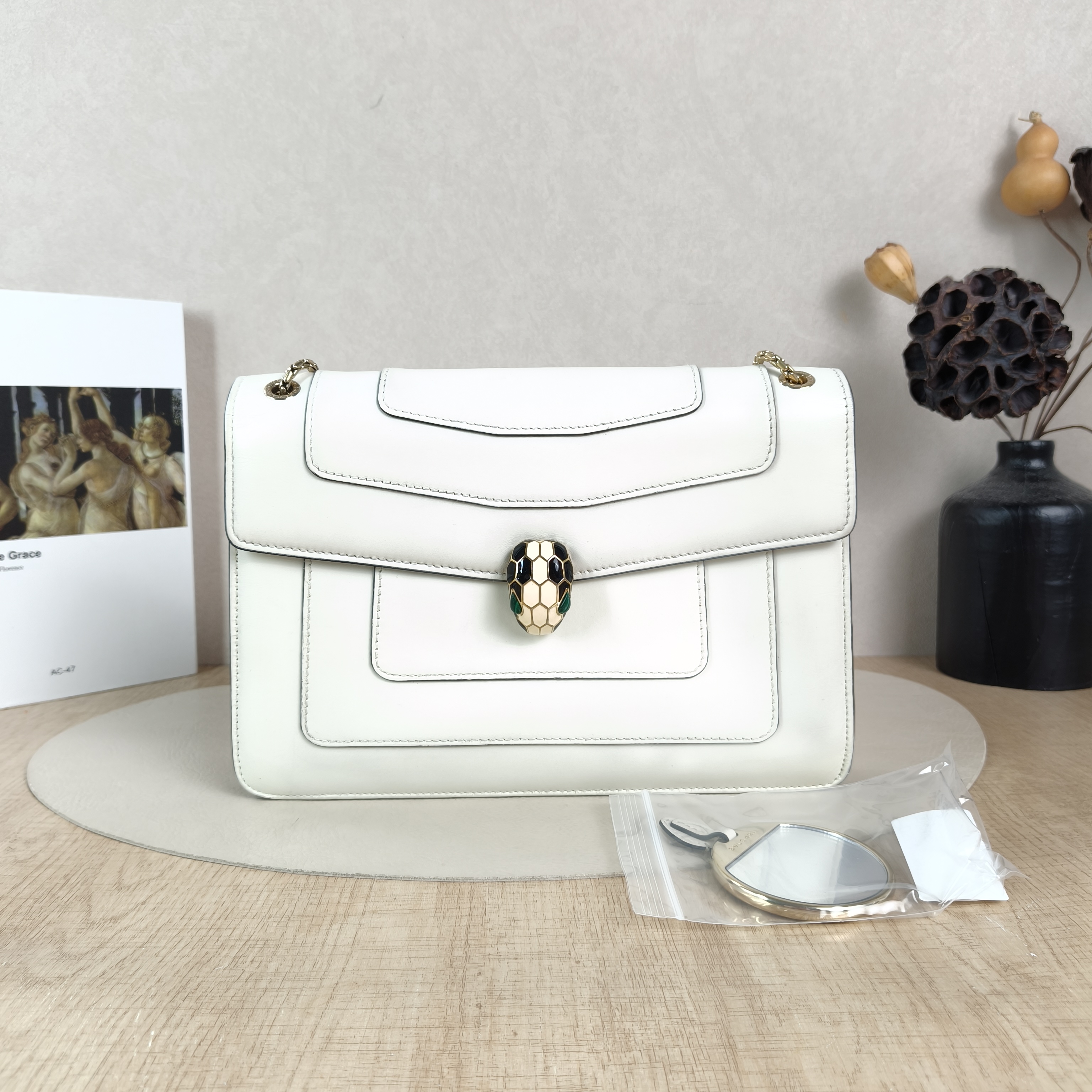 Bvlgari Shoulder Bag Serpenti Forever Collection Crossbody Bag White Calfskin Medium27.5 × 7 × 18 cm — cover view 2 of 6