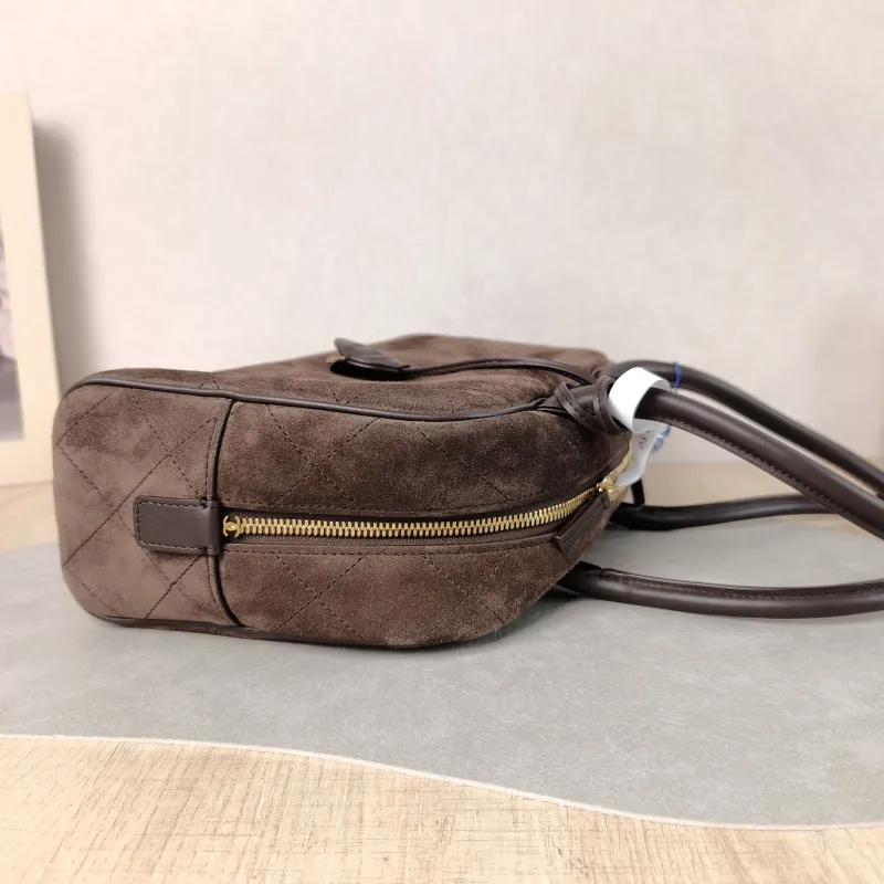 Chanel Shoulder Bag Bowling Bag Brown Suede Medium 30 × 9 × 17 cm — detail view 7 of 13