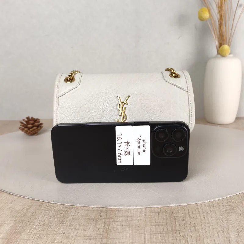 SAINT LAURENT Crossbody Bag Niki White Lambskin Mini 18 × 5 × 12.5 cm — cover view 5 of 5
