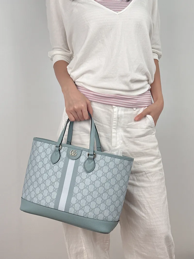 GUCCI Shoulder Bag ophidia GG Tote Bag Blue PVC Mini 31 × 13 × 25 cm — on-model view 2 of 2
