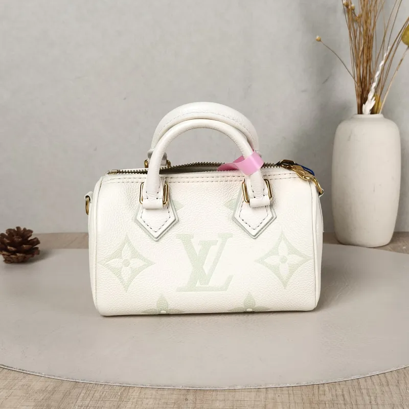Louis Vuitton Crossbody Bag Speedy Nano White · Green Empreinte Embossed Calfskin nano 16 × 7.5 × 10 cm