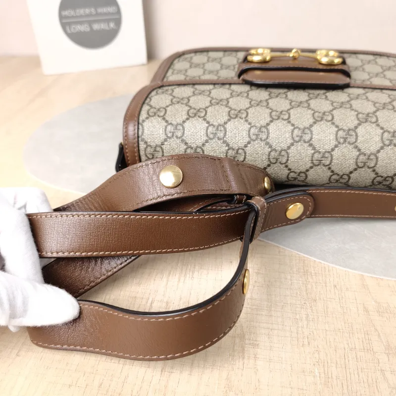 GUCCI Shoulder Bag Horsebit 1955 Horsebit Medium Monogram PVC Medium 25 × 8 × 18 cm — detail view 3 of 14