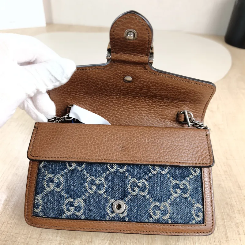 GUCCI Crossbody Bag Dionysus Blue Brown mini16.5 × 4.5 × 10 cm — detail view 12 of 13