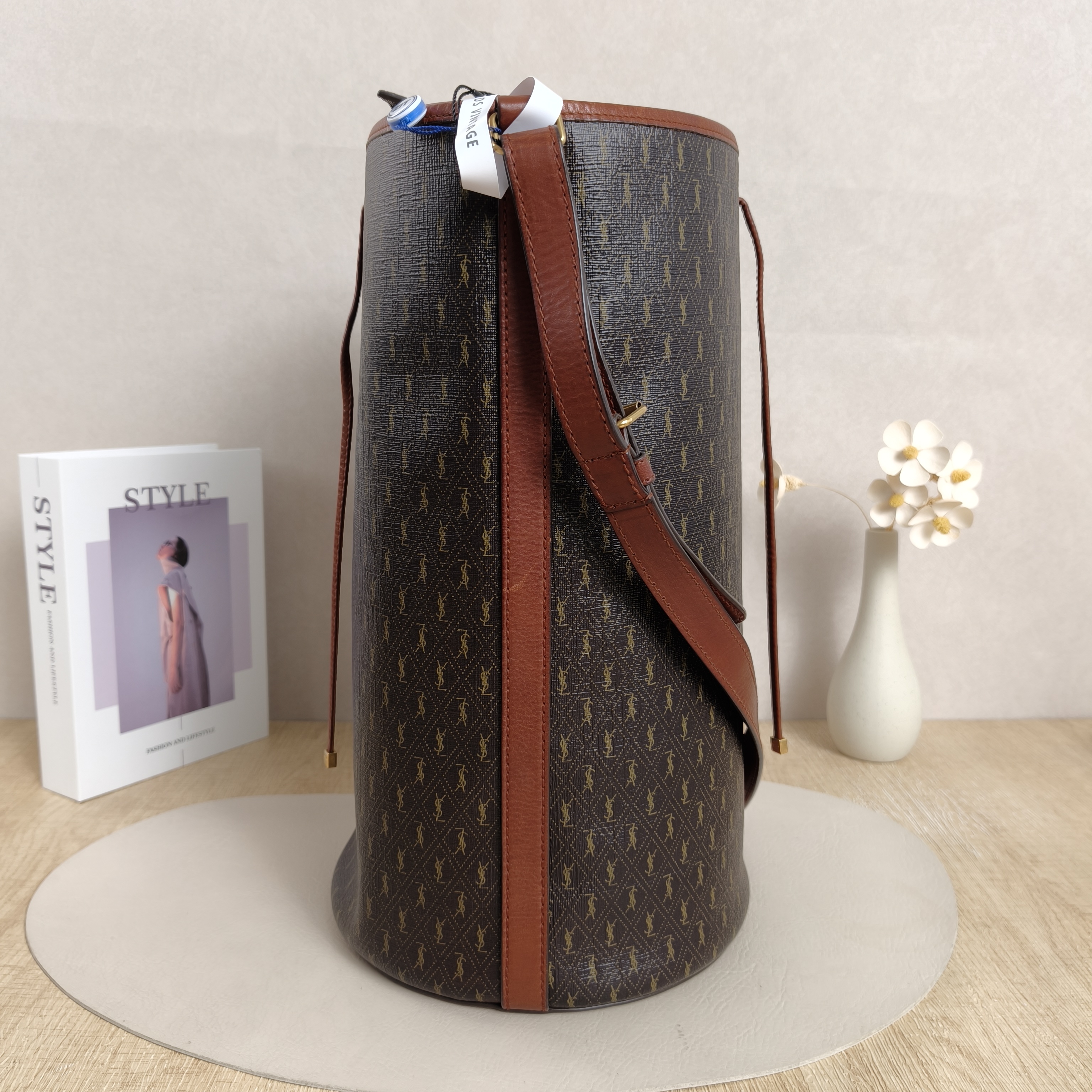 SAINT LAURENT Shoulder Bag Bucket Bag Brown PVC One Size21 × 21 × 37.5 cm — cover view 2 of 11