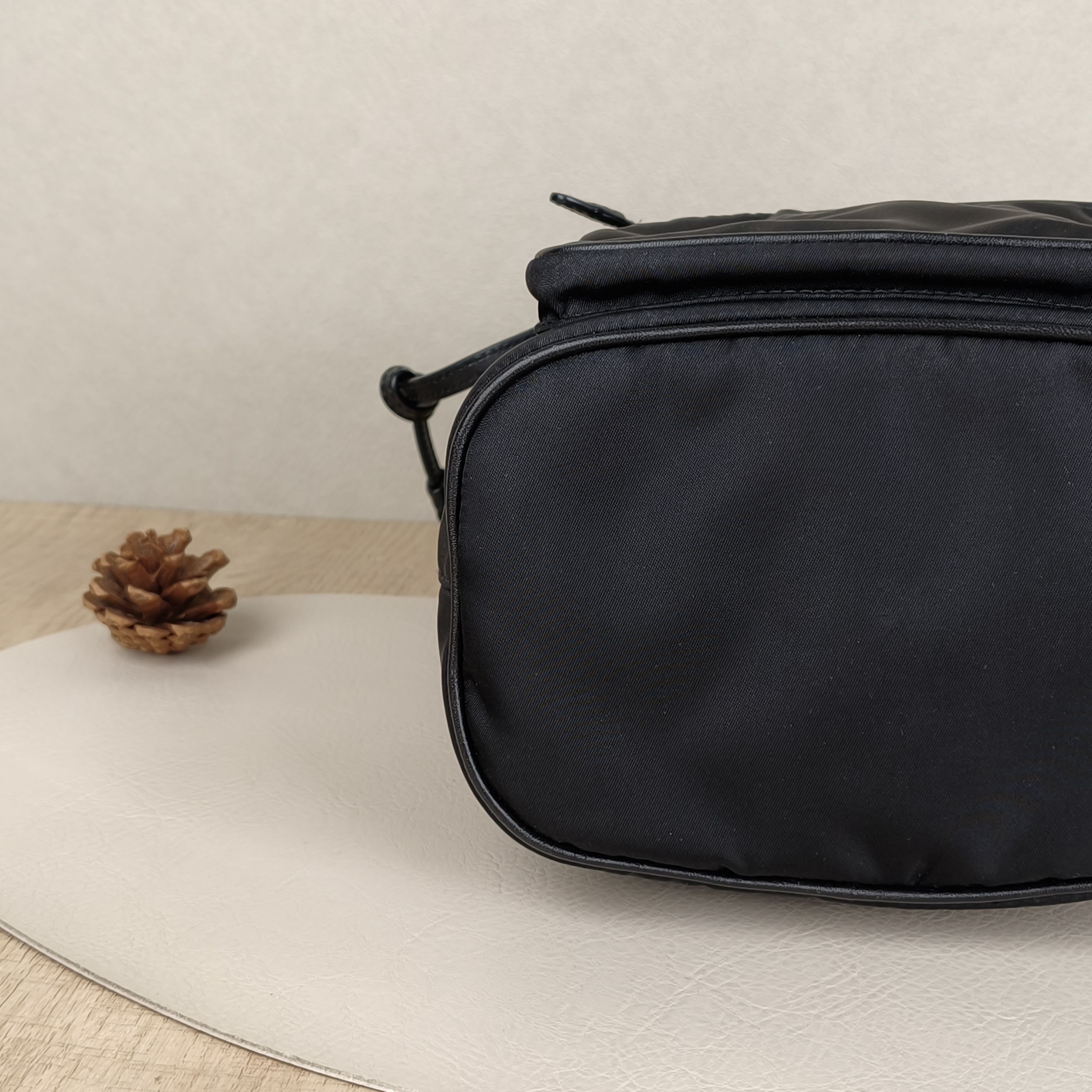 PRADA Shoulder Bag Bucket Bag Black Nylon 17 × 11.5 × 22.5 cm — cover view 3 of 9