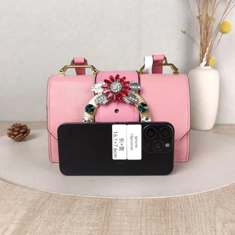 Miumiu Crossbody Bag Miu Lady Chain Bag Pink Calfskin One Size 22 × 10 × 13 cm — cover view 4 of 5