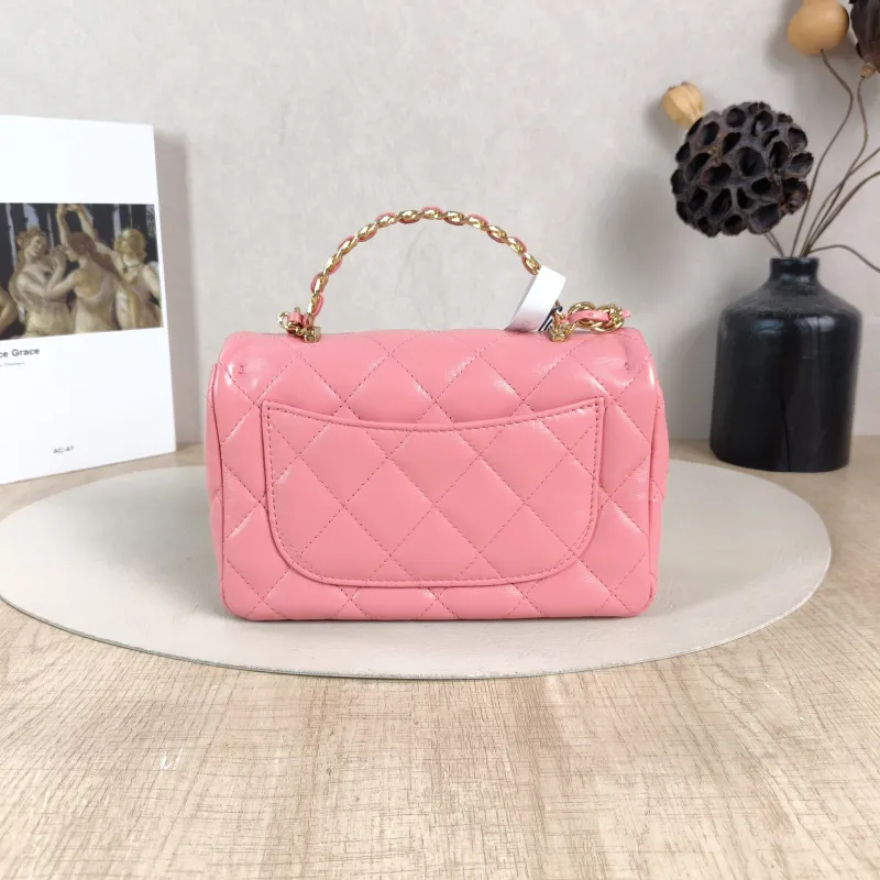 Chanel Crossbody Bag Pink Lambskin One Size 20 × 5 × 13 cm — cover view 5 of 5