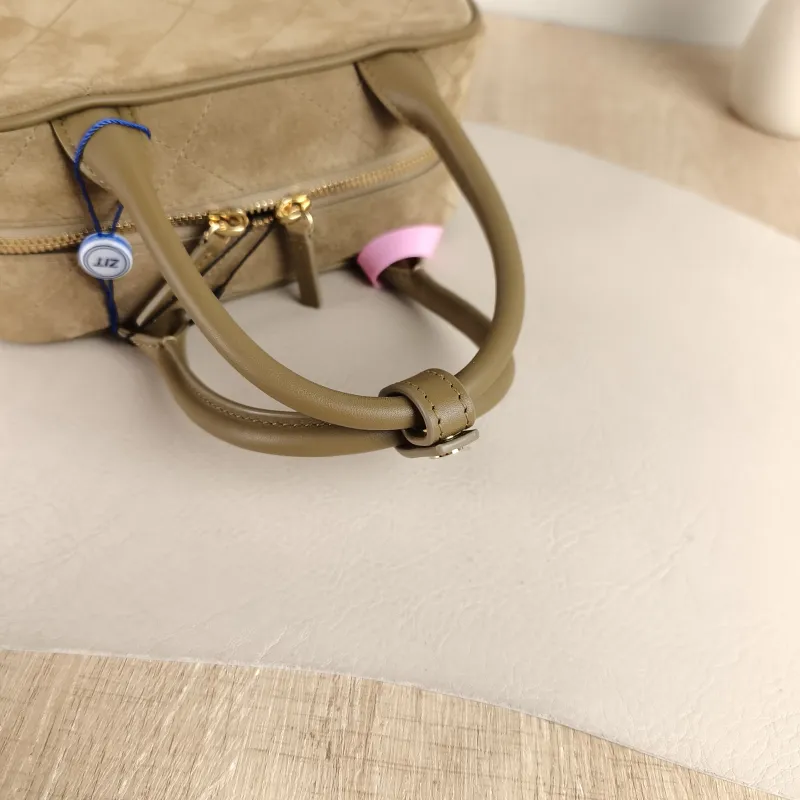 Chanel Crossbody Bag Bowling Bag Taupe Suede One Size 20 × 9 × 12 cm — detail view 6 of 12