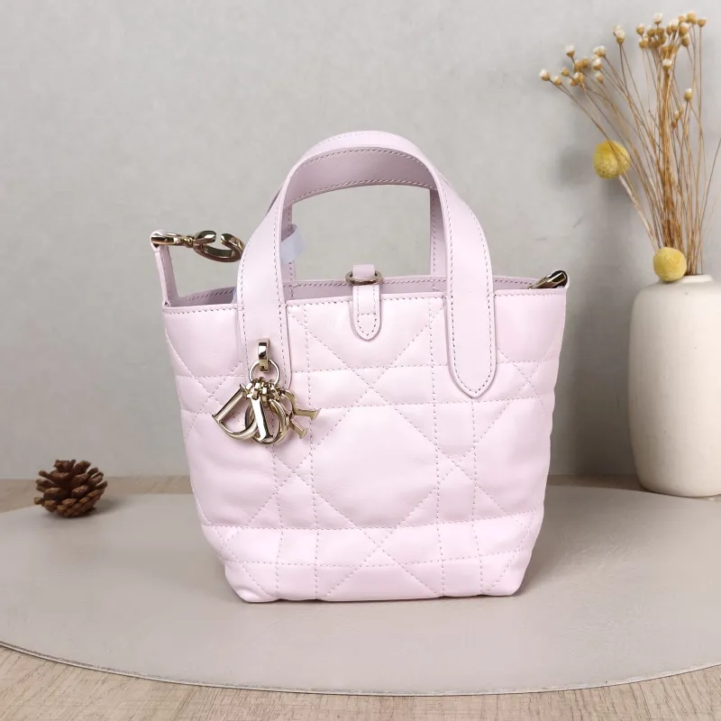 DIOR Top Handle Bag TOUJOURS Edition Pink Calfskin Mini 13 × 12 × 15 cm