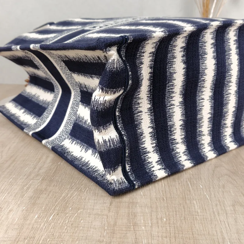 DIOR Top Handle Bag Book Tote Blue White Canvas Large 42 × 18.5 × 35 cm — detail view 6 of 9