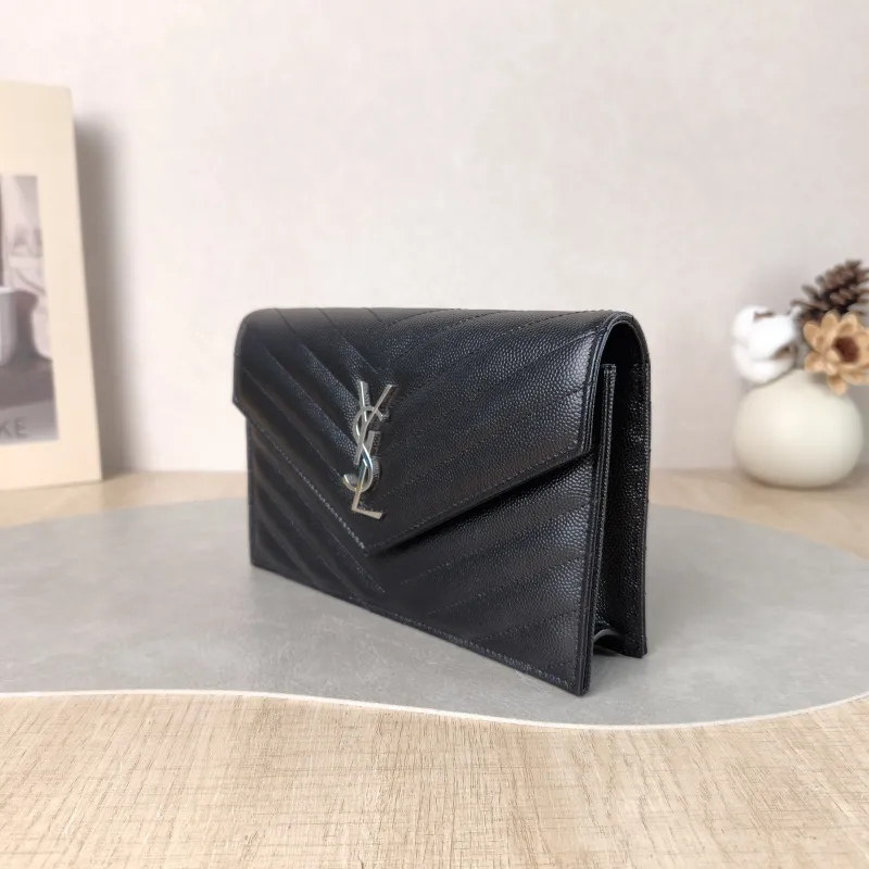 SAINT LAURENT Crossbody Bag CASSANDRE ENVELOPE Black Calfskin One Size 19 × 3.5 × 12.5 cm — cover view 3 of 5