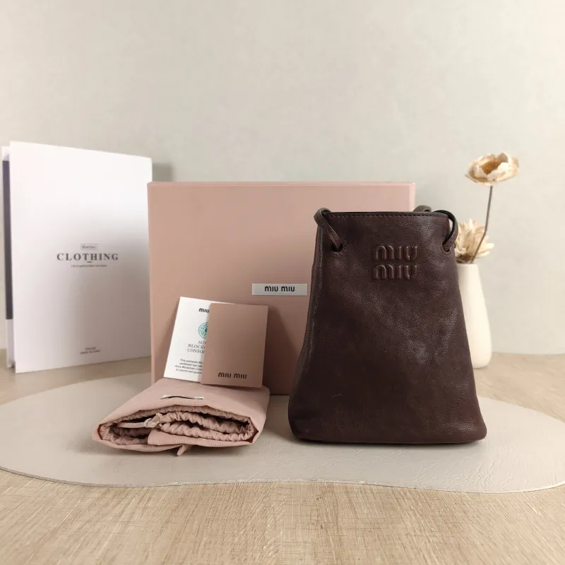 Miumiu Crossbody Bag logo Brown Lambskin One Size 14 × 6 × 16.5 cm — cover view 4 of 6