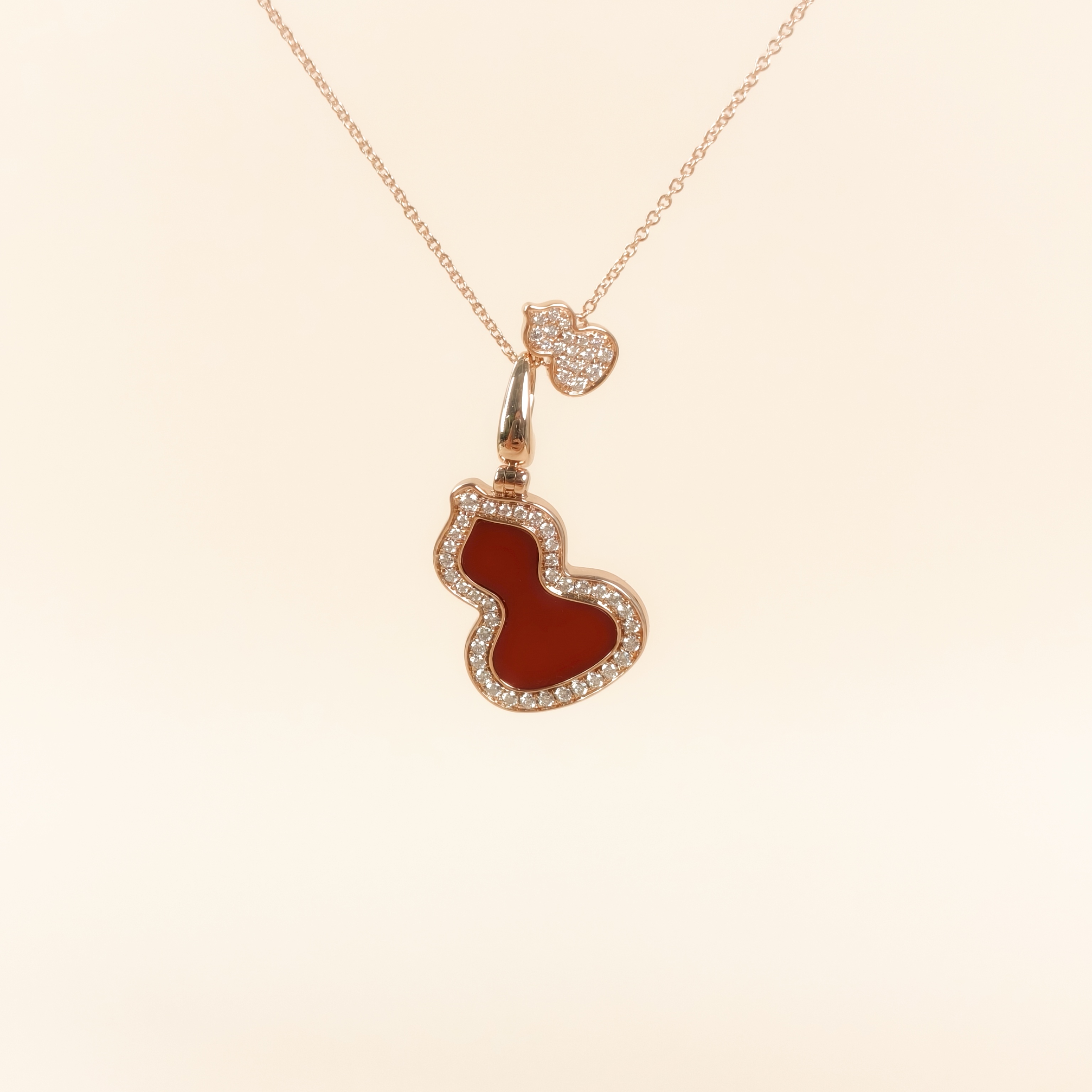 Qeelin Necklace Wulu Collection Necklace Red Agate Diamond18KR ose Gold Large41cm