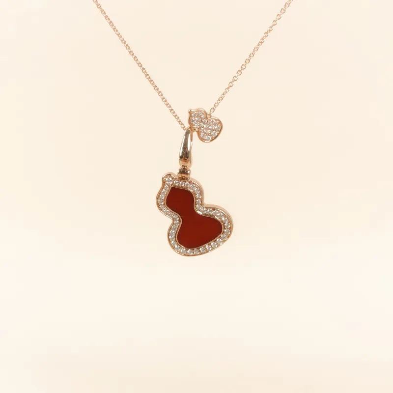 Qeelin Necklace Wulu Collection Necklace Red Agate Diamond18KR ose Gold Large41cm