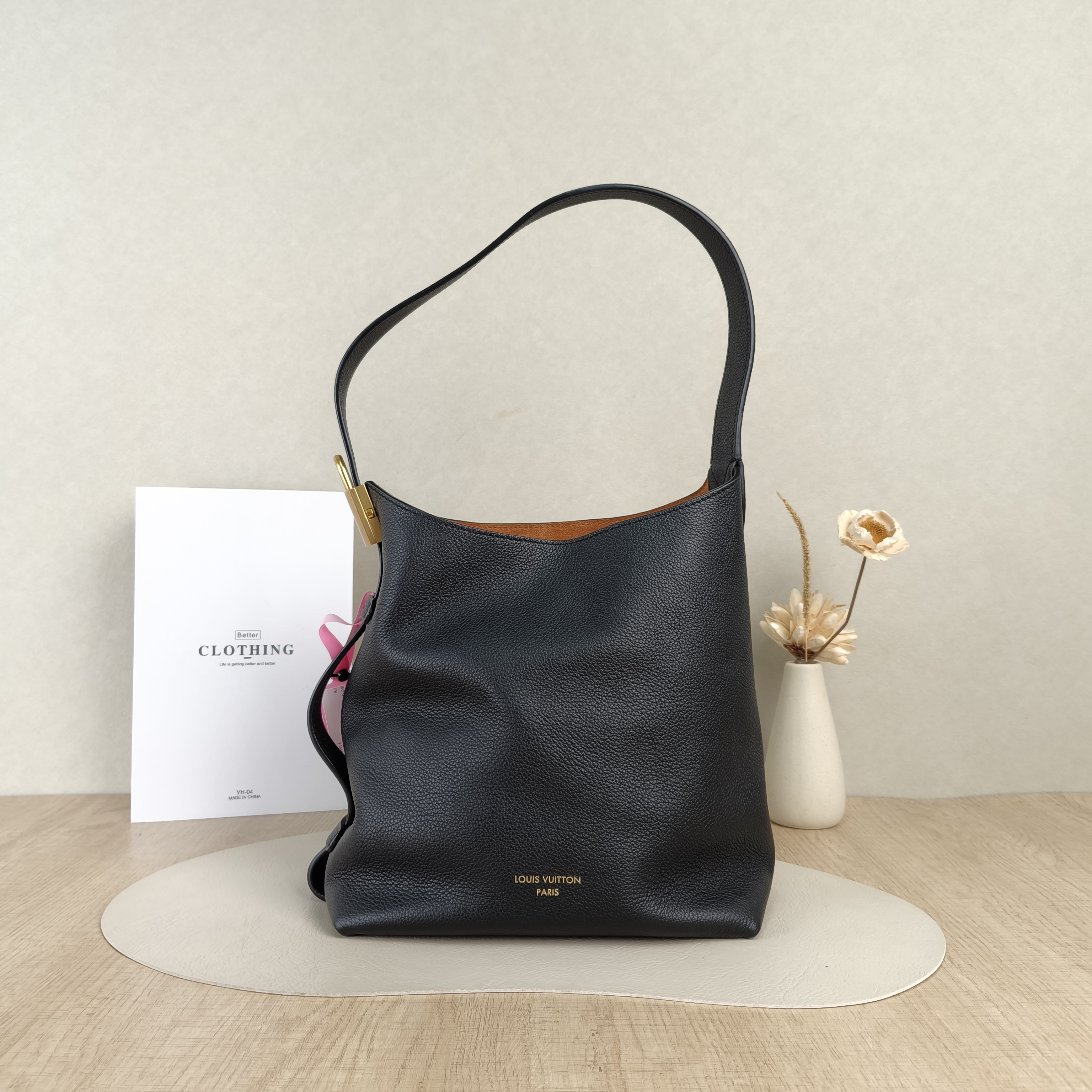 Louis Vuitton Shoulder Bag Low Key Hobo Shoulder Bag Black Calfskin Small24 × 16 × 28 cm