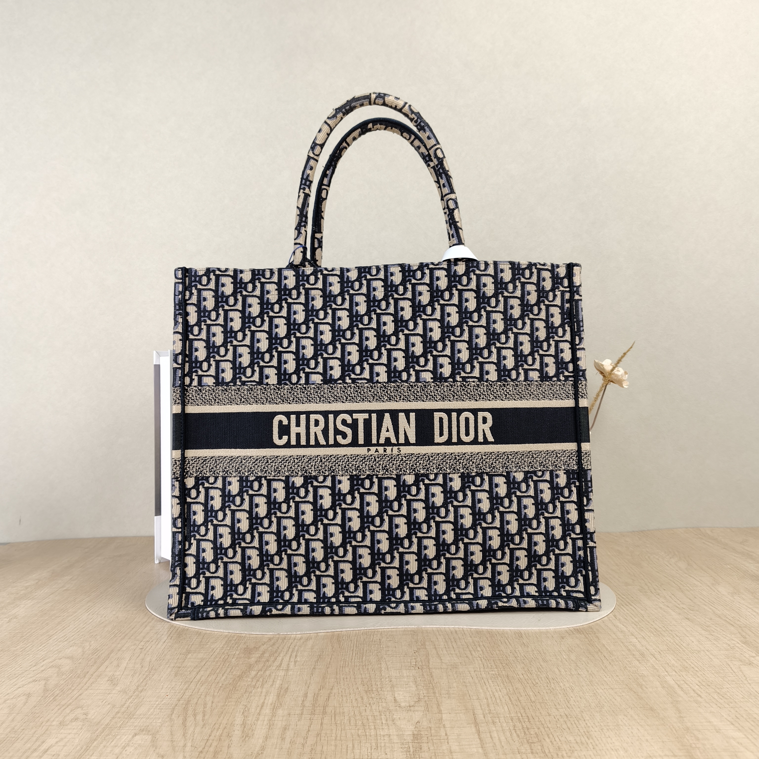 DIOR Top Handle Bag Book Tote Blue Canvas Large42 × 18.5 × 35 cm