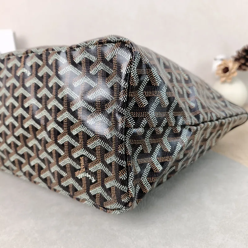GOYARD Shoulder Bag SAINT LOUIS Shopping Tote Black ine Canvas Small 34 × 15 × 28 cm — detail view 7 of 11