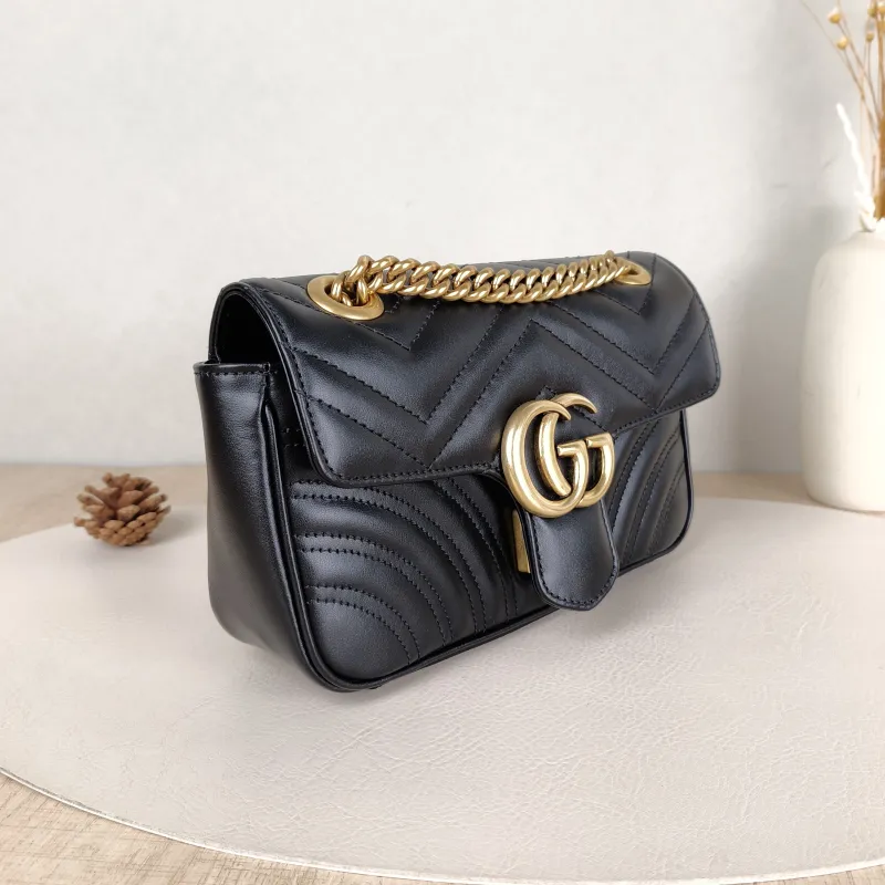 GUCCI Crossbody Bag GG Marmont Small Marmont 22 Black CC alfskin Small 22 × 6 × 13 cm — cover view 4 of 6