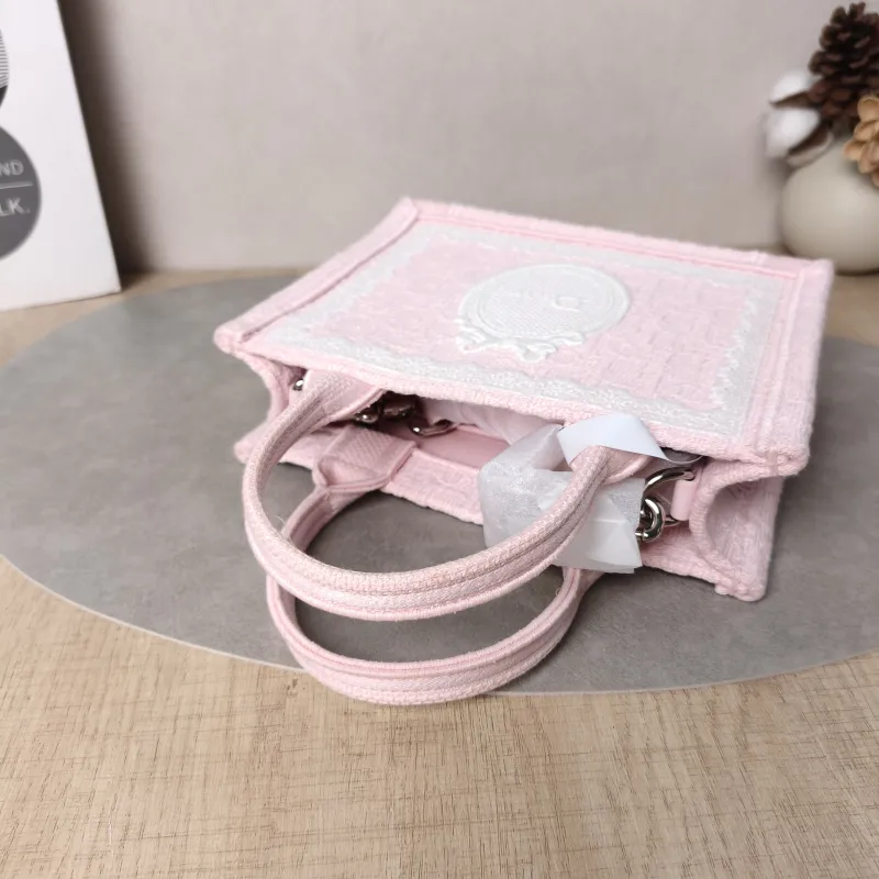 DIOR Shoulder Bag Book Tote Shoulder Strap Edition Pink Canvasmini20.5 × 7 × 16 cm — detail view 4 of 14