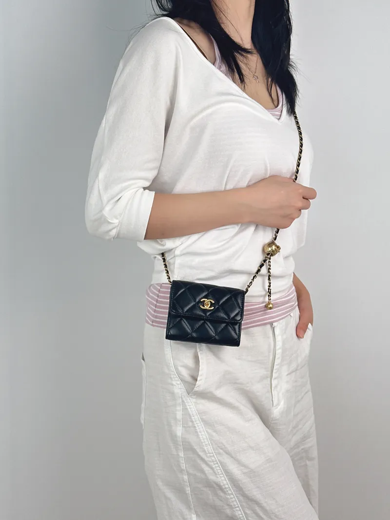 Chanel Crossbody Bag Crossbody Bag Black Lambskin One Size11 × 2 × 9 cm — on-model view 2 of 3