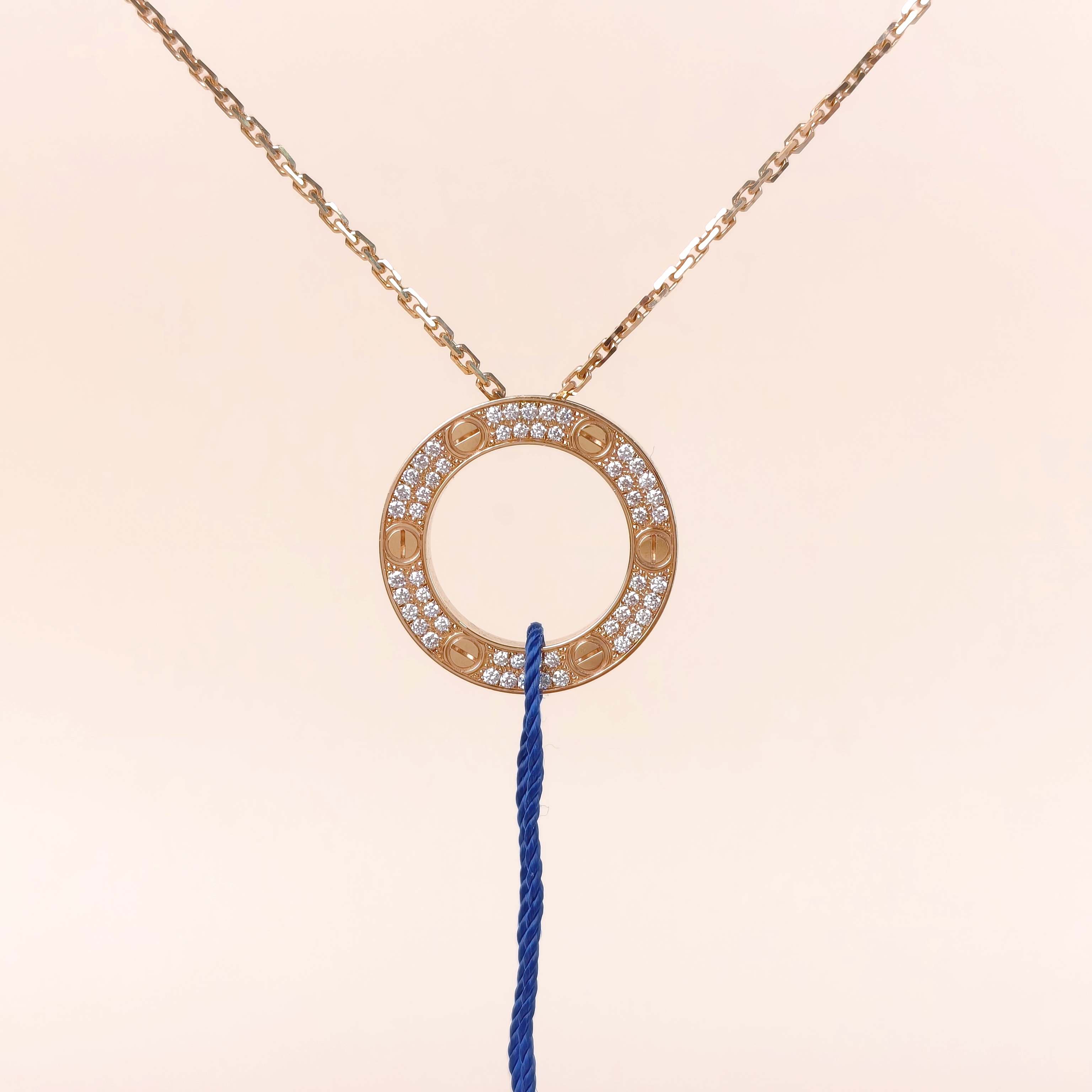 CARTIER Necklace LOVE Collection Pendant Diamond Rose Gold Diamond18KR ose Gold Large0.235*40