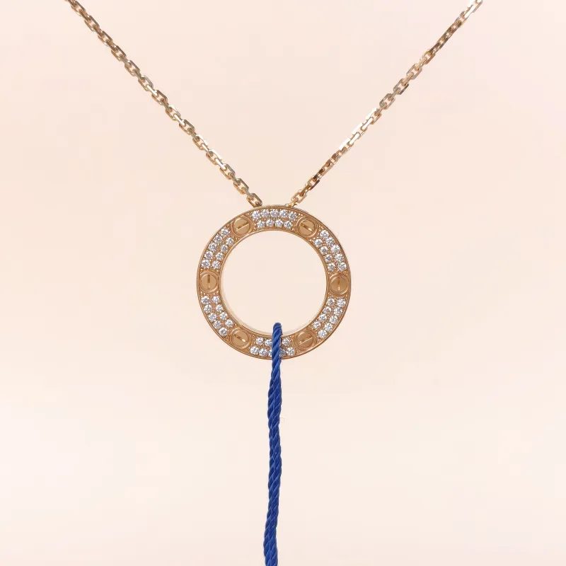 CARTIER Necklace LOVE Collection Pendant Diamond Rose Gold Diamond18KR ose Gold Large0.235*40