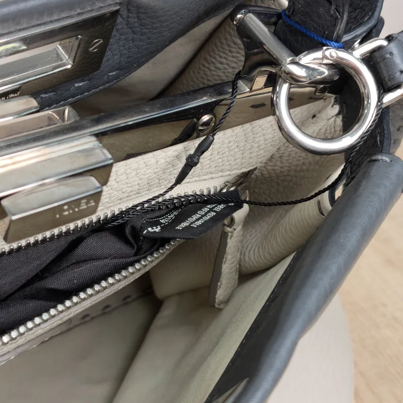 FENDI peekaboo Shoulder Bag Grey Calfskin · Shoulder Strap · 34 × 13 × 26 cm — detail view 10 of 10