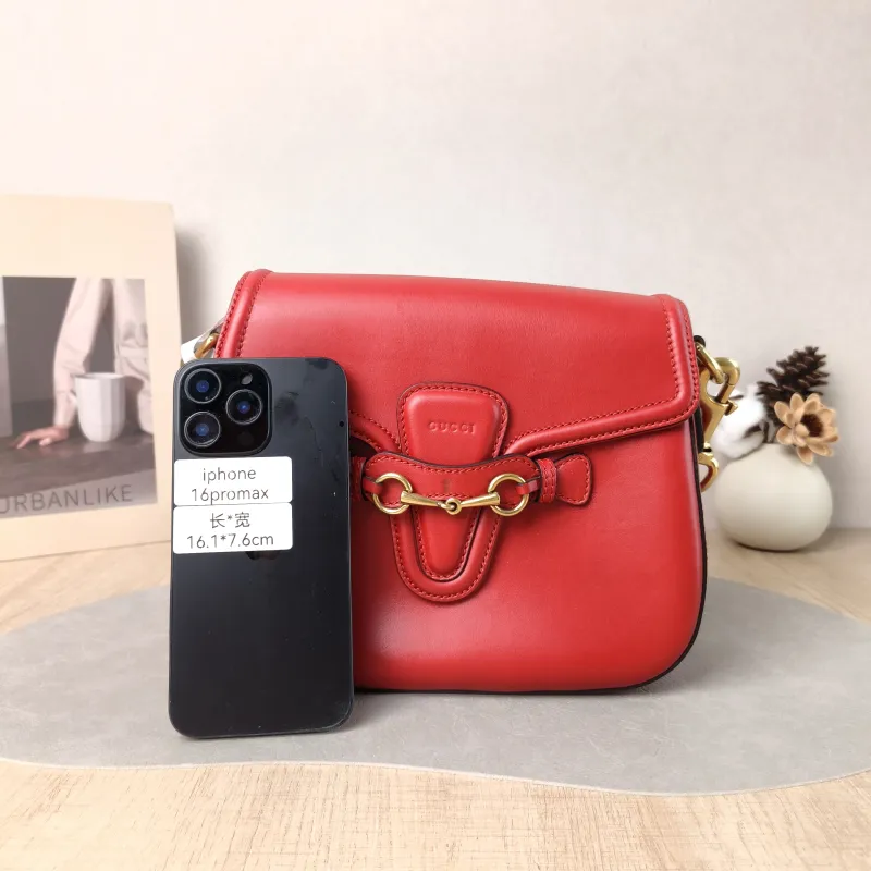 GUCCI Crossbody Bag Crossbody Bag Red Calfskin 23.5 × 7 × 18 cm — cover view 6 of 6