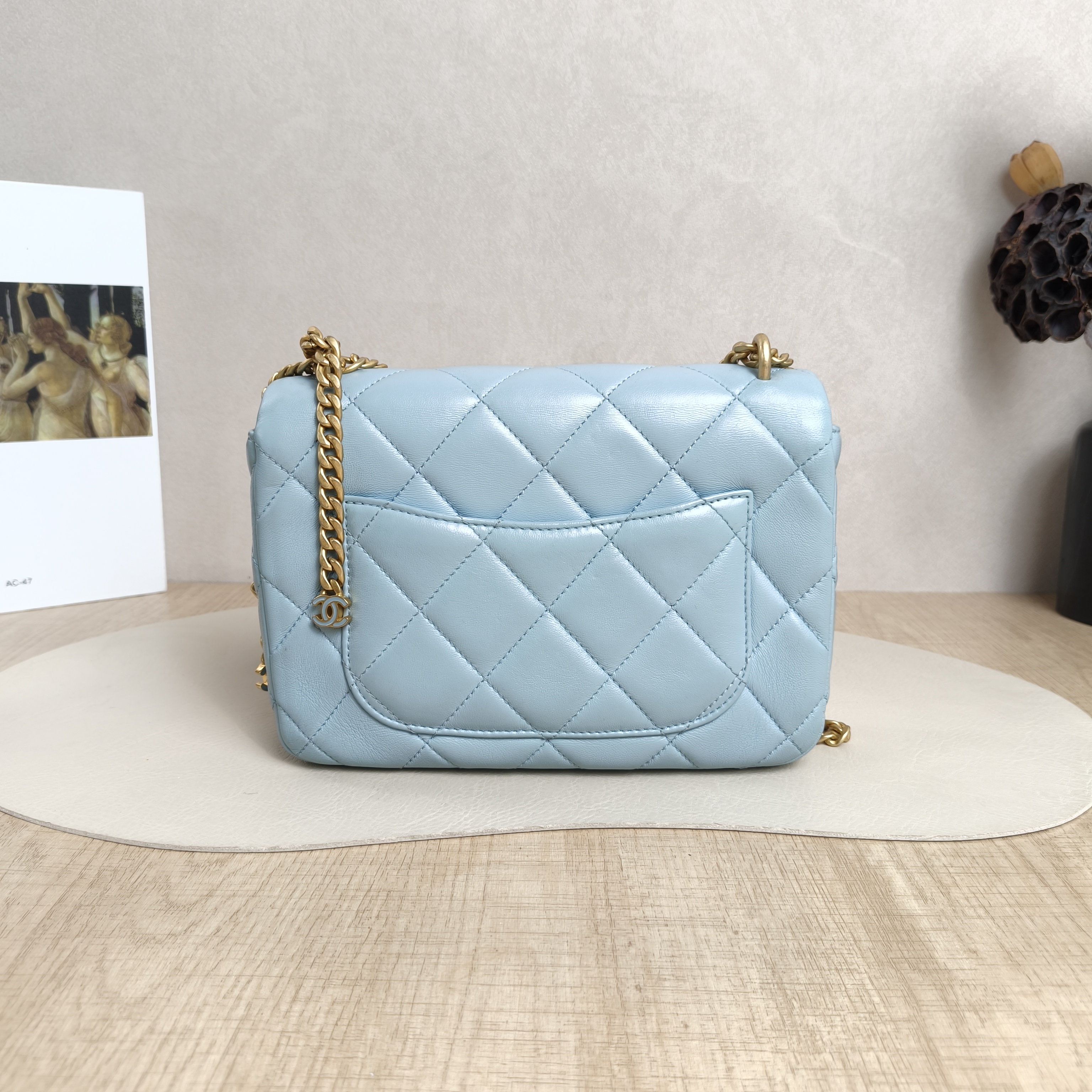 Chanel Crossbody Bag Classic Flap Large Mini CF Mini Blue Lambskin mini20 × 6 × 12 cm — cover view 6 of 6
