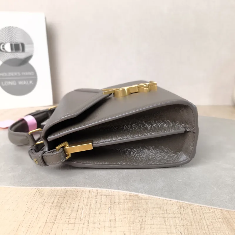 SAINT LAURENT Crossbody Bag Cassandra Shoulder Bag Brown Grained Calfskin Mini 20 × 7.5 × 16 cm — detail view 6 of 11
