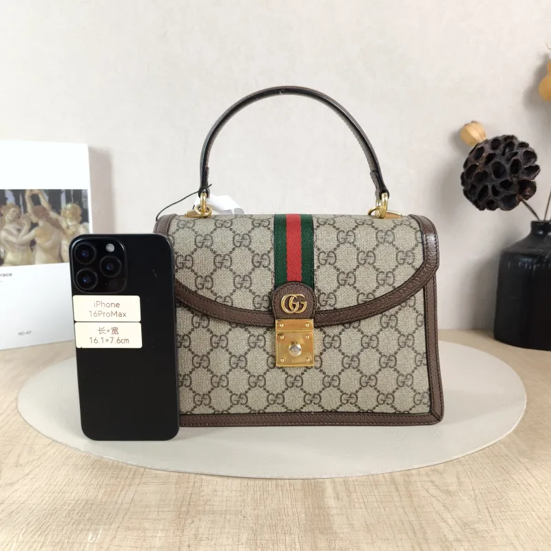 GUCCI Top Handle Bag Ophidia GG Messenger Bag Monogram PVC Medium 25 × 7 × 17.5 cm — cover view 6 of 6