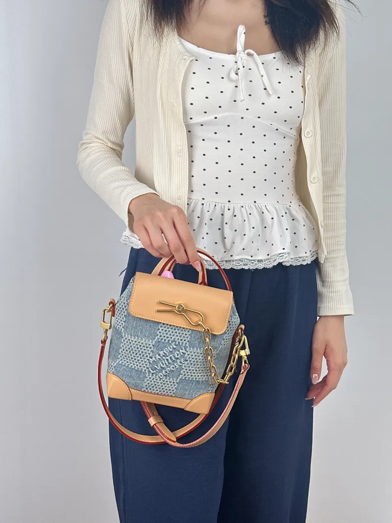 Louis Vuitton Shoulder Bag Nano Steamer Shoulder Bag Blue nano 15 × 7 × 18 cm — on-model view 1 of 3